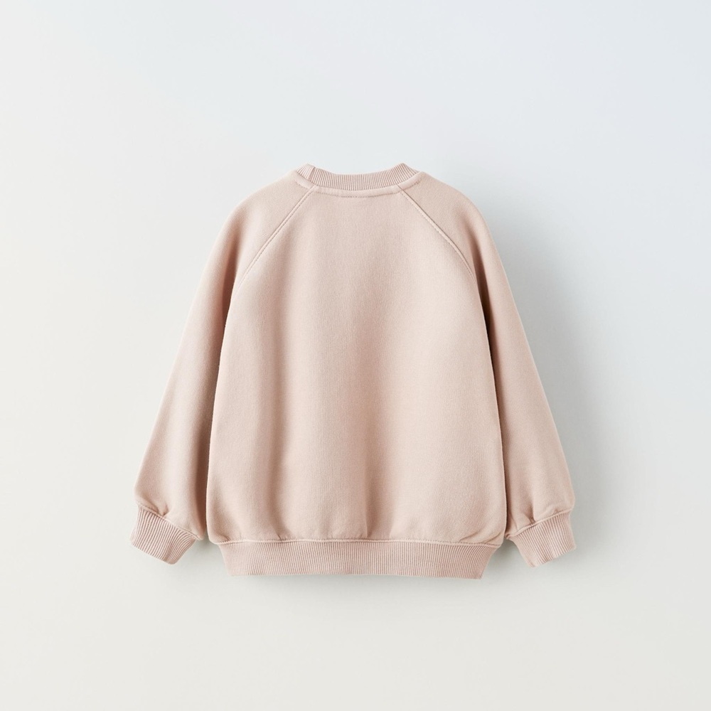 ZARA Kids Crewneck Sweatshirt Pale Pink Cotton Size 3-4